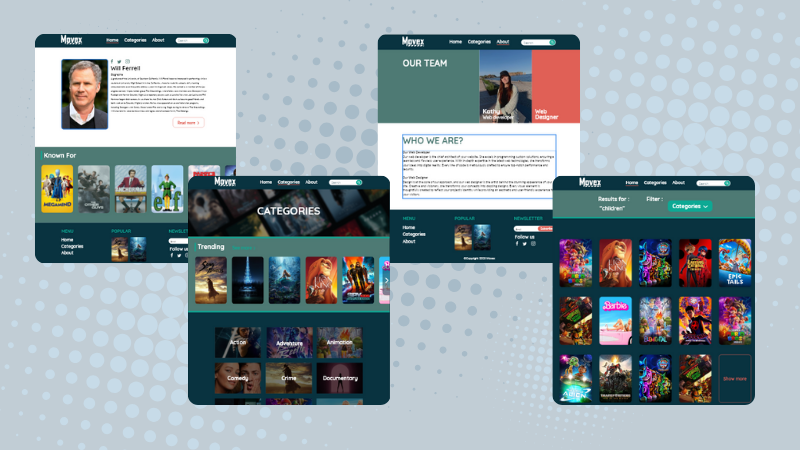 Site de films création de Kathy Sergerie, développeuse web